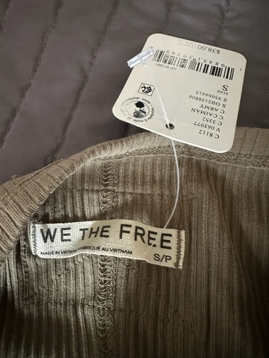 We The Free Ribbed Tank Top in Olive Green - Picture 3 of 3